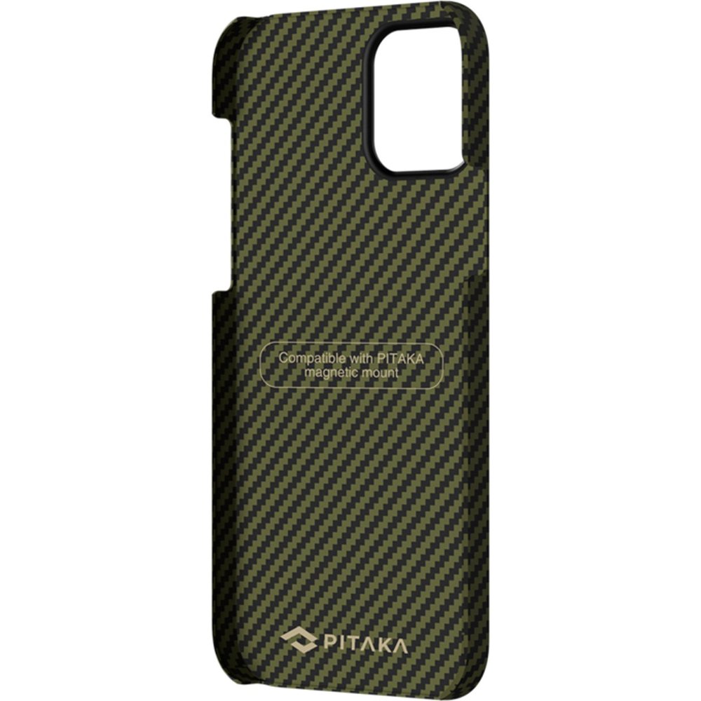 Чехол Pitaka MagEZ Case для iPhone 12 Pro Max, черно-зеленый, кевлар (арамид) 